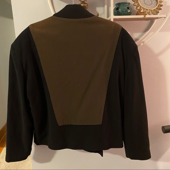 Maurizio Bonas Vintage Italy Green Black Shoulder Pads Bomber Coat Size 50 Large - Picture 4 of 12